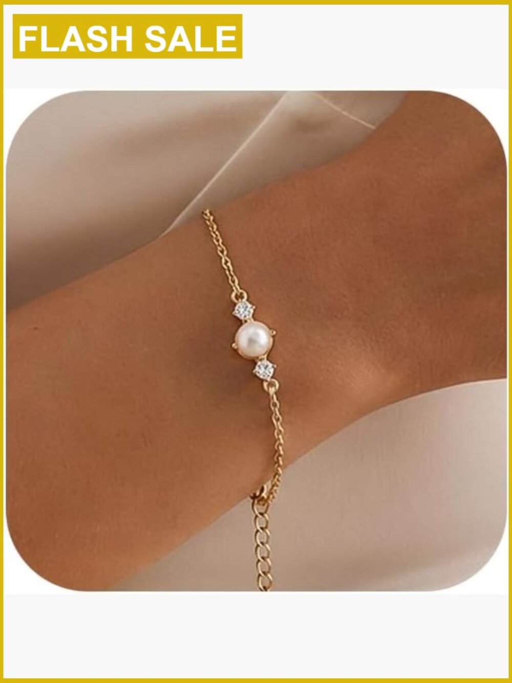 Dainty Link Charm Bracelet - 14K Gold Plated - Hypoallergenic Jewelry